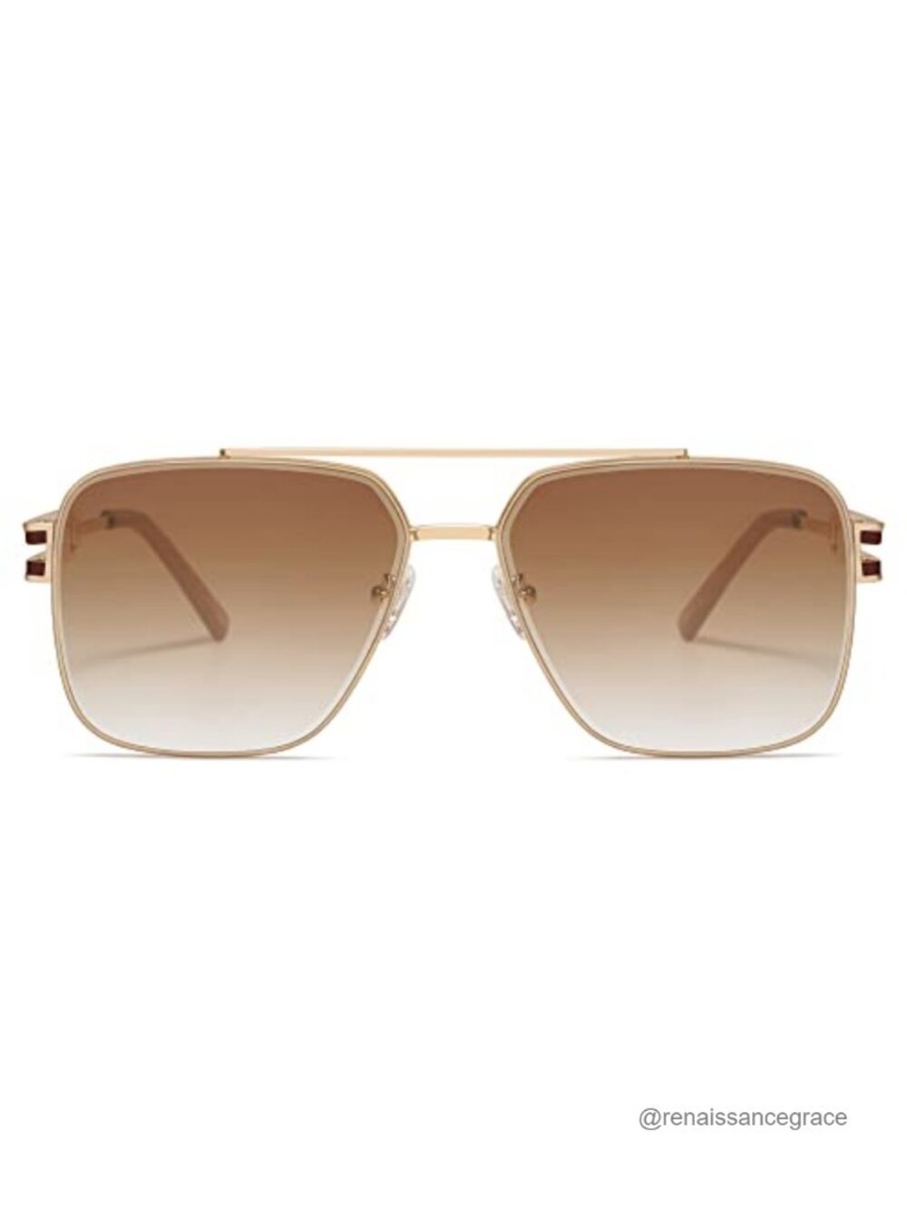 Retro Oversized Square Metal Sunglasses with UV400